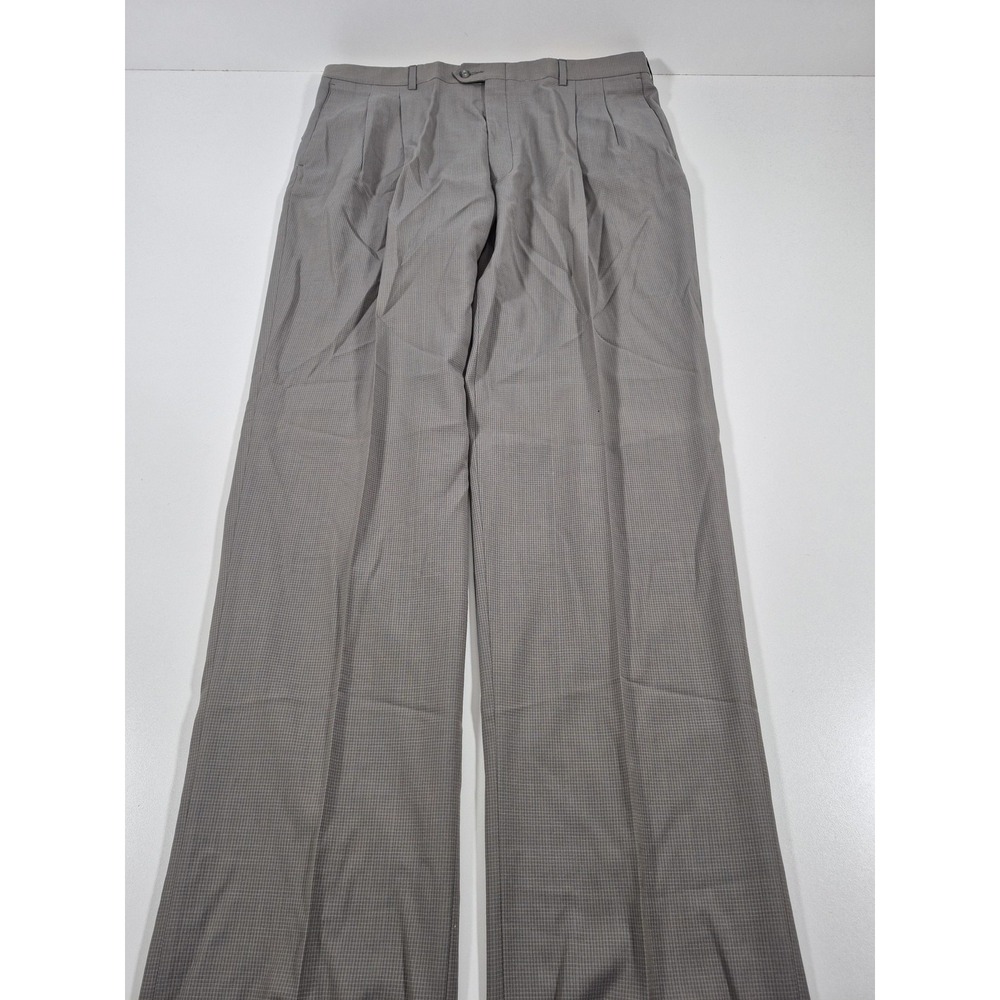 John Alexander Dress Pants Mens 40x37 Gray Super 120s Wool Pleated Unhemmed